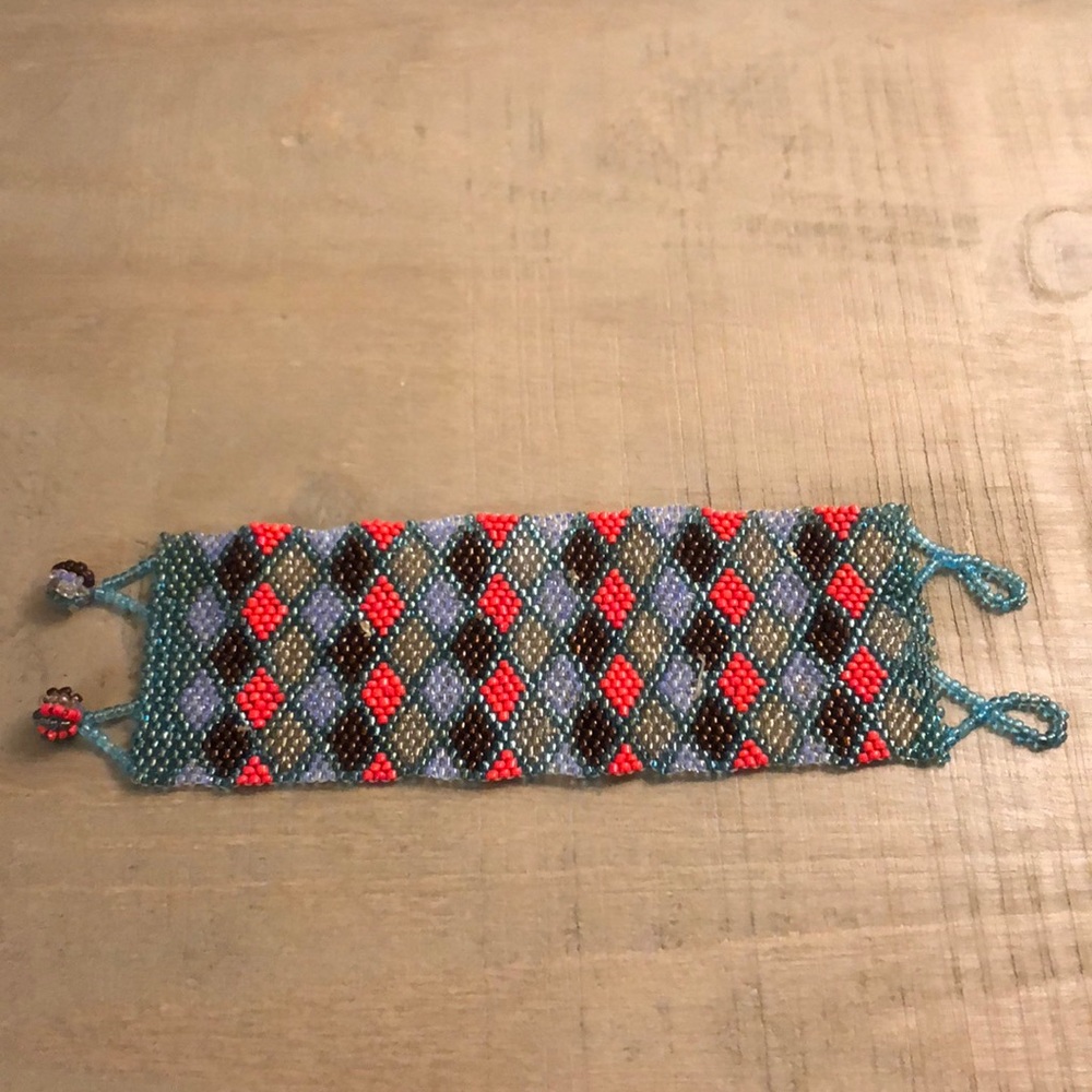Beaded cuff bracelet.